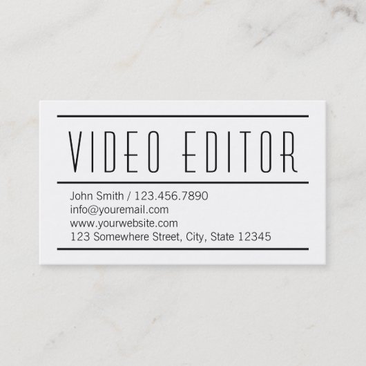 Modern Simple Video Editor Visitekaartje (Voorkant)