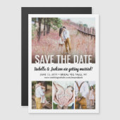 Modern Simple Vier Photo Wedding Save the Date Magnetische Uitnodiging (Voorkant / Achterkant)