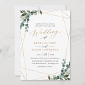 Modern Simple Waterverf Greenery Gold Wedding Kaart (Voorkant)