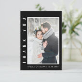 Modern Simple Wedding Black Bedankkaart (Staand voorkant)