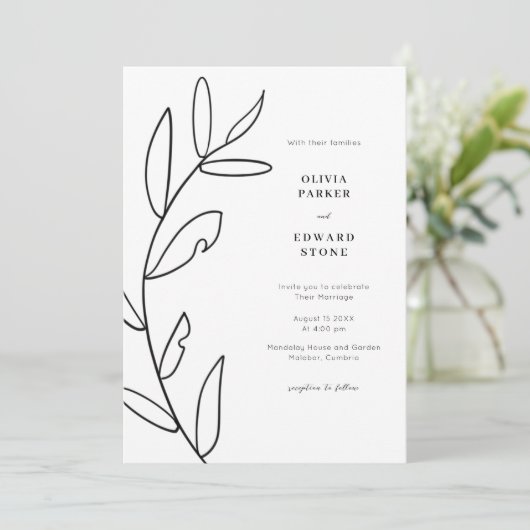 Modern Simple Wedding Invitation Kaart (Staand voorkant)