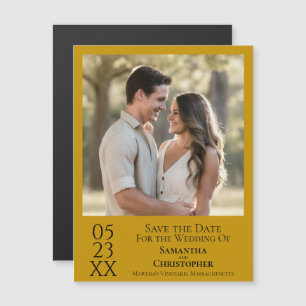 Modern Simple Wedding Save the Date Photo Marigold Magnetische Uitnodiging