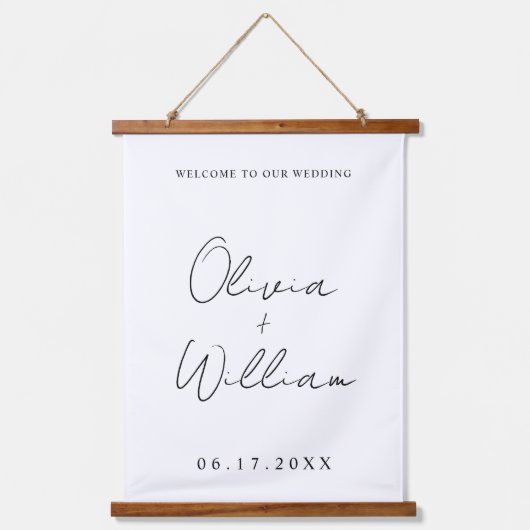 Modern Simple Wedding Welkom Hangend Wandkleed (Voorkant)