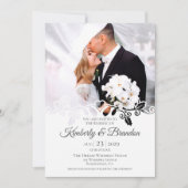 Modern Simple White Lijst Photo Wedding Kaart (Voorkant)