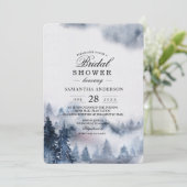 Modern Simple Winter Blue & White Forest Invitatio Kaart (Staand voorkant)