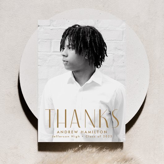 Modern Simpliciity Brass Photo Afstuderen Bedankkaart