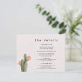Modern Sinaasappel Bloemen Cactus Bruiloft Details Kaart (Staand voorkant)