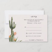 Modern Sinaasappel Bloemen Cactus Bruiloft RSVP Ka (Voorkant)