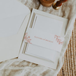 Modern Sinaasappel Bloemen Huwelijk Nodig Belly Ba Uitnodigingen Wikkel