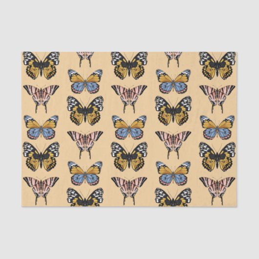 Modern Sinaasappel Boho vlinder bloemmotief Tissuepapier (Voorkant)