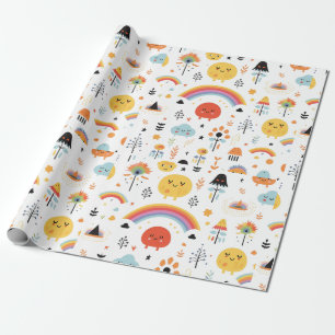 Modern Sinaasappel en zwarte pompoen boo Cadeaupapier