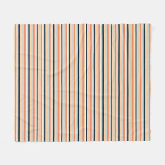 Modern Sinaasappel & Navy Vertical Stripe Patroon Fleece Deken