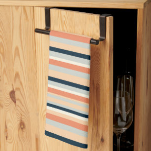 Modern Sinaasappel & Navy Vertical Stripe Patroon Theedoek