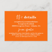 Modern Sinaasappel Vette Bruiloft Details Kaart (Voorkant)