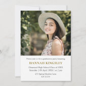 Modern Single Photo Girl Graduation Invitation (Devant)