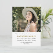 Modern Single Photo Girl Graduation Invitation (Debout devant)