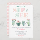 Modern Sip en zie Waterverf Cactus Kaarten (Voorkant / Achterkant)