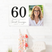 Modern Sixty Black White Photo 60th Birthday Party Spandoek (Insitu)
