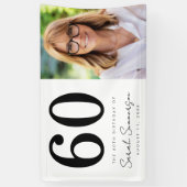 Modern Sixty Black White Photo 60th Birthday Party Spandoek (Verticaal)