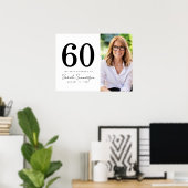 Modern Sixty Black White Photo 60th Birthday Poster (Thuiskantoor)