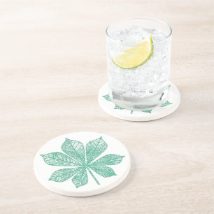 Modern Skeleton Green Maple Leaf Zandsteen Onderzetter