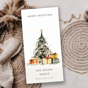 Modern Sketchy Christmas Tree Gifts Vakantie Kaart