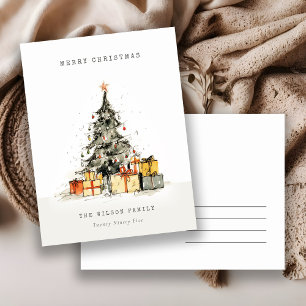 Modern Sketchy Christmas Tree Gifts Vakantie Kaart