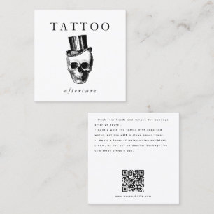 Modern Skull Tattoo Nazorg Instructies QR Code Vierkante Visitekaartje