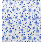 Modern Sky Blue Daisy Floral Douchegordijn (Voorkant)