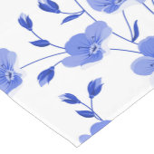 Modern Sky Blue Daisy Floral Korte Tafelloper (Hoek)