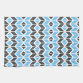 Modern Sky Blue Grey Herringbone Geometric Pattern Theedoek (Horizontaal)