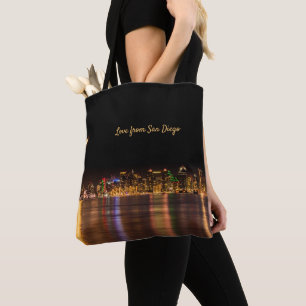 Modern Skyline City Black & Gold Souvenir San Dieg Draagtas