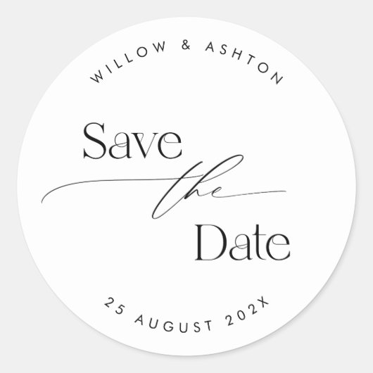 Modern Sla de Date Sticker op met Script Font (Voorkant)