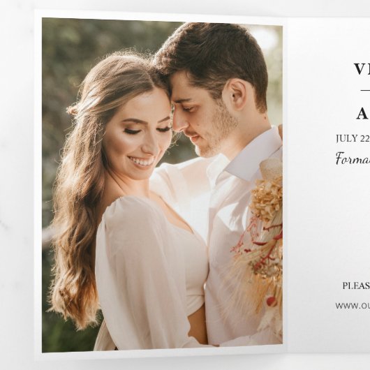 Modern Sla de datum foto bruiloft Drieluik Aankondiging (Binnenzijde eerst)