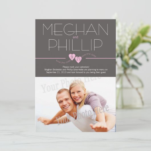 Modern Sla de datum op met foto Save The Date (Staand voorkant)