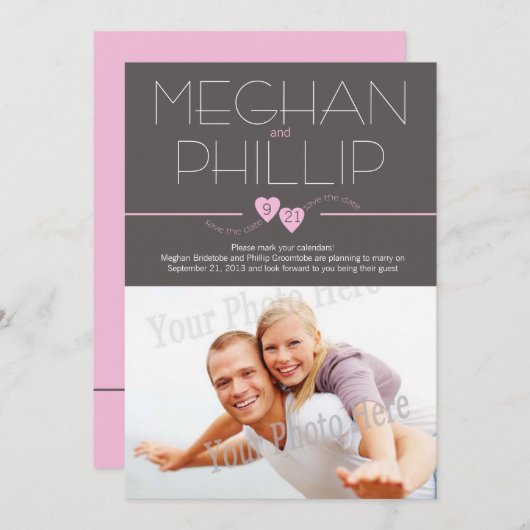 Modern Sla de datum op met foto Save The Date (Voorkant / Achterkant)