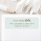 Modern sla het adres van de datumterugkeer op etiket (Insitu)