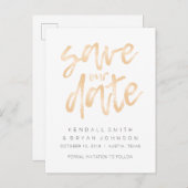 Modern Slank Minimalistisch Roos Gold Save the Dat Aankondigingskaart (Voorkant / Achterkant)