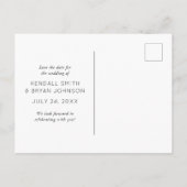 Modern Slank Minimalistisch Roos Gold Save the Dat Aankondigingskaart (Achterkant)