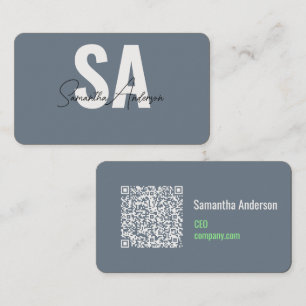 Modern Slate Grey & Mint Green Visitekaartje QR