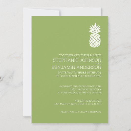 Modern Slate Stripes Pineapple Weddenschap groen Kaart (Voorkant)