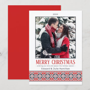 Modern Slavic Folk Art Poinsettia Foto Feestdagenkaart