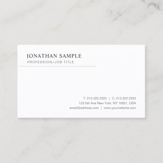 Modern Sleek Minimalist Template Professional Visitekaartje (Voorkant)