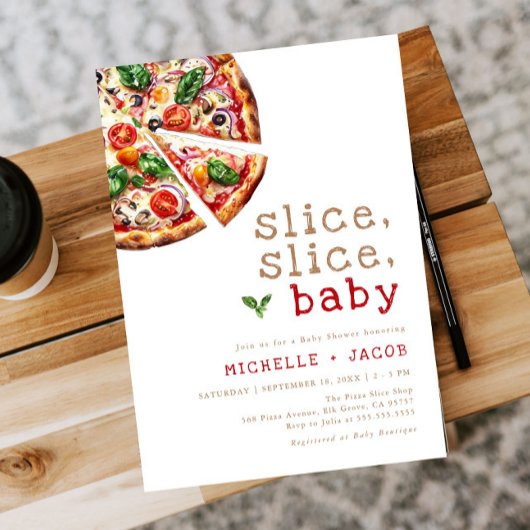Modern Slice Baby Pizza Baby shower Kaart