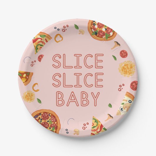 Modern Slice Baby Pizza Party Papieren Bordje (Voorkant)