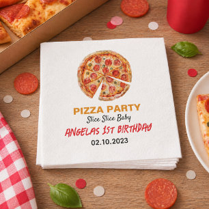 Modern Slice Slice Baby Pizza 1e Verjaardag Servet