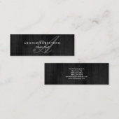 Modern Slim Monogram Trendy Gray Wood Achtergrond Mini Visitekaartje (Voorkant / Achterkant)