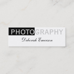 Modern Slim White Black Script-Visitekaartje Mini Visitekaartje