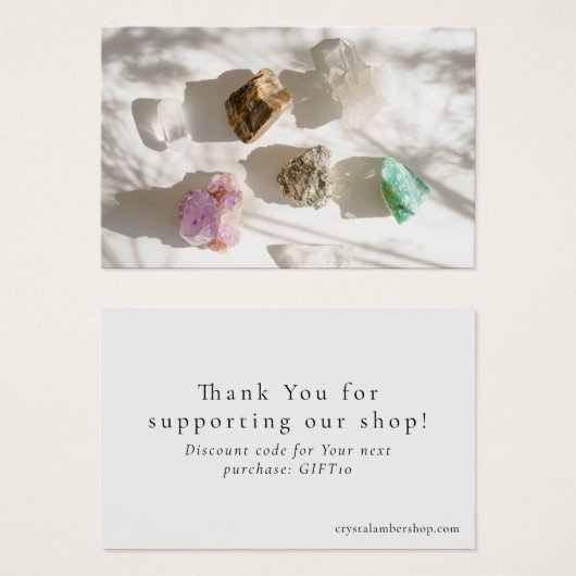 Modern small crystal shop thank you, discount card (Devant & derrière)