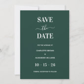 Modern Smaragd Groen Minimaal Save The Date (Voorkant)